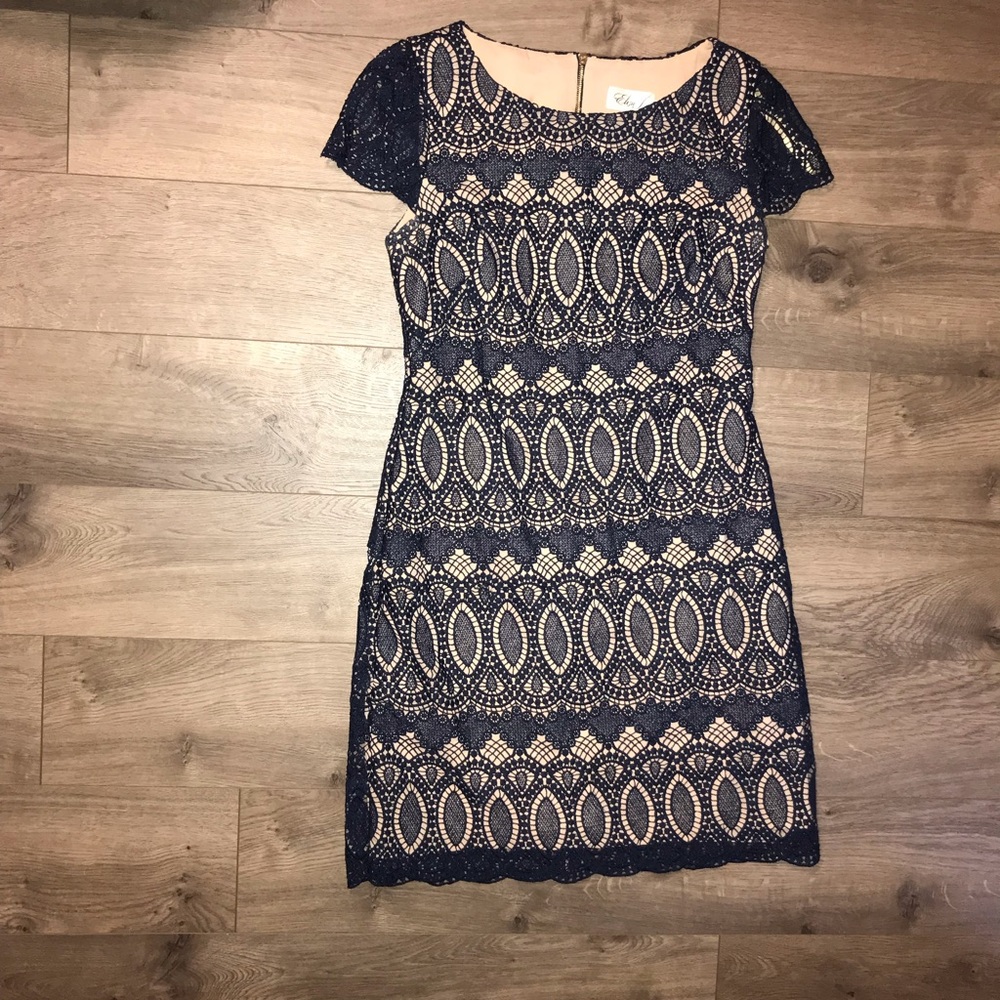 Navy lace overlay dress